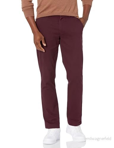 Amazon Essentials mäns slim fit casual stretch chino byxa, vinröd, 29 B x 32 L 191770607657