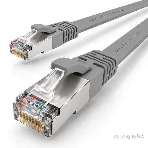 10m grå 1 stycke CAT.7 Gigabit Ethernet LAN platt bandkabel (RJ45) nätverkskabel rå kabel (10Gbit / s) installationskabel tunn kompatibel med Cat.5 Cat.5e Cat.6 4251073630335