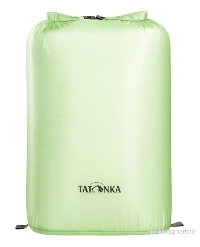 Vattentät förpackningspåse Tatonka SQZY Dry Bag 20l ultralätt förvaringspåse med rullstängning och tandade sömmar perfekt för sortering av bagage 20 liter PFC fri ljusgrön 4013236341263
