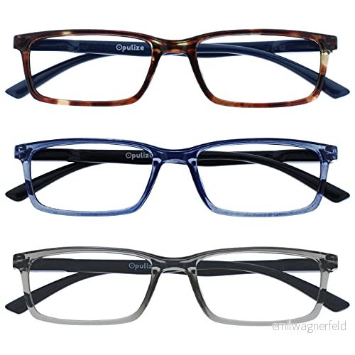 OPULIZE Se 3 pack blåljusblockerande läsglasögon brun blå grå dator anti bländning män kvinnor BBB9 237 +2,50 5055955381457