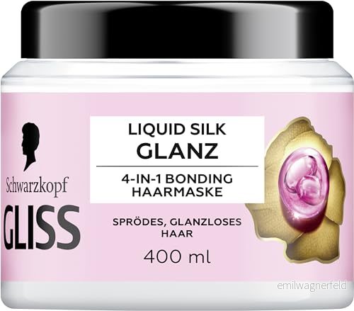 Gliss 4 i 1 behandling flytande Silke (400 ml), hårbehandling med HAPTIQ System & för smidigt hår full av glans, hårmask sprött, glänsande 4015100841305