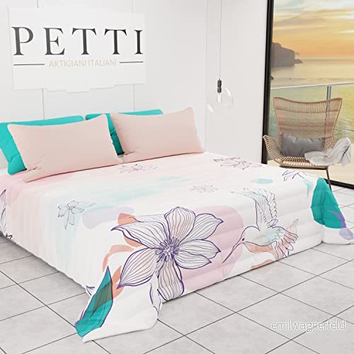 PETTI Hantverkare Italienska Täcken Sommar Spring Sängöverdrag Ritning Aesthetics 02 100% Microfiber Tillverkad i Italien 8056992310643