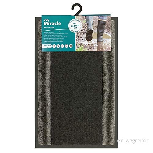 JVL Miracle träkol med grå ränder barriärmatta, 40 x 60 cm 5017440427606
