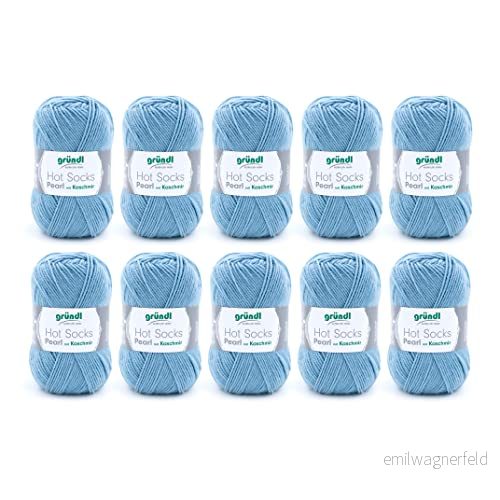 Gründl Hot Socks Pearl uni stickull (gosig mjuk strumpull av 75% merinoull, 20% polyamid, 5% kashmir, 50 g/200 m, nåltjocklek: 2,5 3, 10 x g), duva, 40 37 11 cm 4036014141527