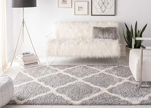 Safavieh Shaggy Rektangulär inomhatta, vävd, Shag Parma Collection, PMA521, grå/kräm, 91 x 152 cm 889048951204