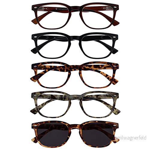 The Reading Glasses Company brun svart grå läsare med solläsare 5 pack herr dam vårgångjärn RRRS14 212T72T +2,50 5055955354949