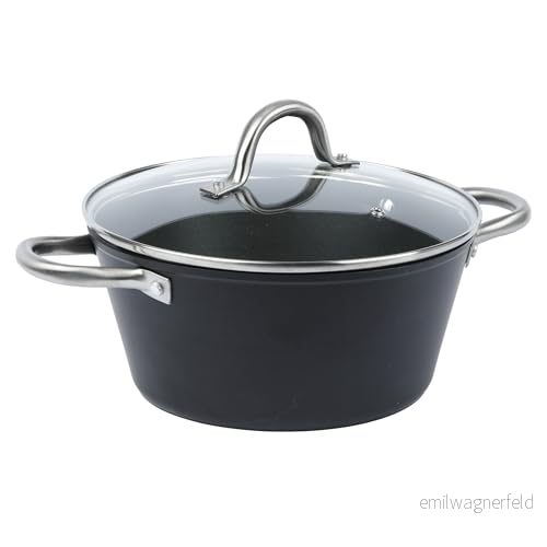 axentia 135658 kruka, Ø ca. 20 cm, smidd, med glaslock, svart 4005437316997