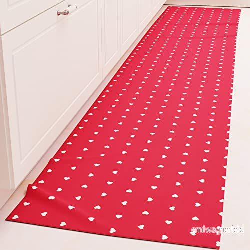 PETTI Artigiani Italiani Köksmatta löpare kök halkfri och tvättbar 52 x 340 cm röd söt design 100% tillverkad i Italien 5056411138141
