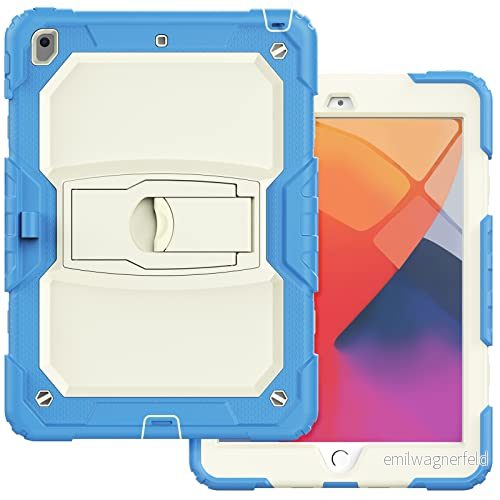 iPad Pro 12,9 2018/2020 med stöd, hållbar, hybrid, stötsäker, silikonskydd för tre lager surfplattor barn (färgat pulver) 755985005198