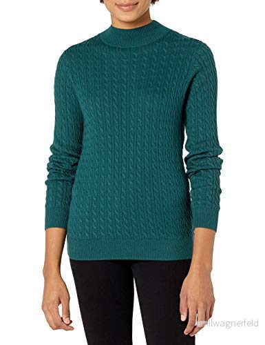 Amazon Essentials dam klassisk passform lätt kabel långärmad stoppad hals, skogsgrön, X Large 195111229232