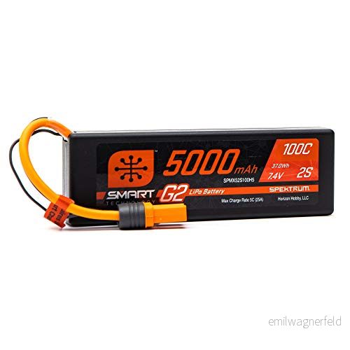 Spektrum 7,4 V 5 000 mAh 2S 100 C Smart G2 Hardcase LiPo batteri: IC5, SPMX52S100H5 605482763759