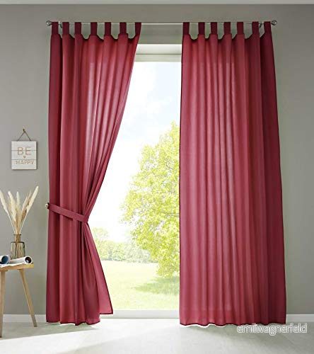 Gardinenbox Uppsättning av 2 gardiner sjal "Berlin" H x B 225 140 cm bordeaux ogenomskinlig mikrosatin ljusgenomsläppligt veckband uni matt, 20400N2 4041984851208