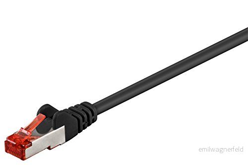 Goobay 92751 CAT 6 kabel Lan nätverkskabel för Gigabit Ethernet S FTP dubbel skärmad patchkabel med RJ45 kontakt, 10 m, svart 4040849927515