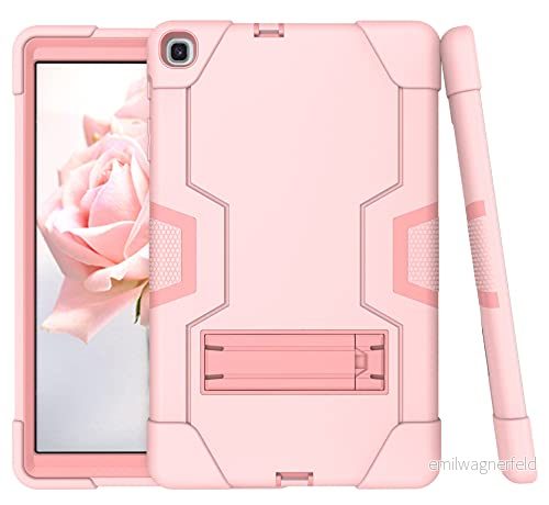 Samsung Tab A 8.0 (2019) T290/T295 fodral med kickstativ, hållbar tung chockdoss hård hybrid tre lager skyddande tablett silikonfodral (roséguld 755985121355