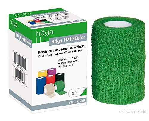 Höga häfte färg grön 8 cm x 4 m töjd, kohäsive (självhäftande) elastisk fast binde, 2 pack (2 1 styck) 4017949005283