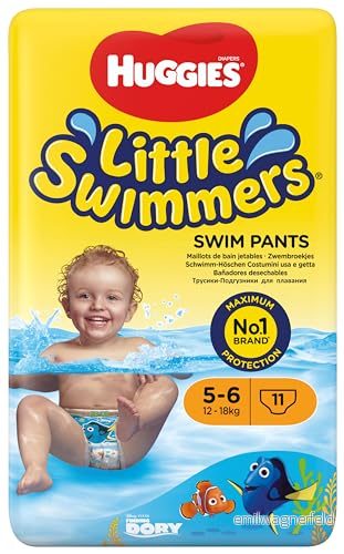 Huggies Little Swimmers engångssimblöjor för spädbarn och barn, storlek 56 (1218 kg), 11 badblöjor, unisex 5029054656778
