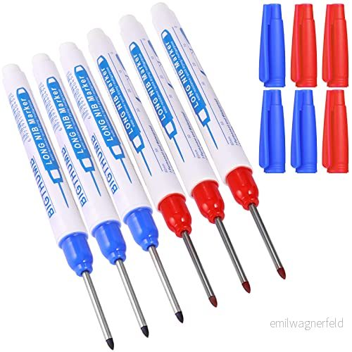 6pcs Deep Hole Marker Pennor Snickarpennor, 30 mm Extra Långa Fina Spetsar Permanenta Pennor, UNOLIGA Markeringsverktyg för Permanent Märkning av Svåråtkomliga Områden (Blå Röd) 797032755823 6pcs Deep Hole Marker Pennor Snickarpennor, 30 mm Extra Långa Fina Spetsar Permanenta Pennor, UNOLIGA Markeringsverktyg för Permanent Märkning av Svåråtkomliga Områden (Blå Röd) 797032755823