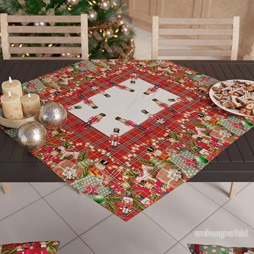 PETTI Artigiani Italiani Julbordscenter, 90 x cm, mjukt och slitstarkt mikrofibertyg, elegant dekoration för fester, "små soldater" mönster, 100 % tillverkad i Italien 8056992318588