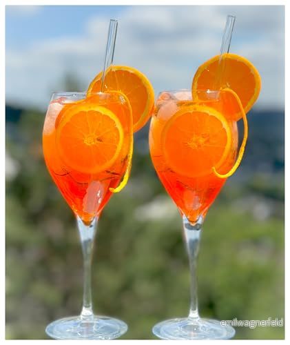 Topkapi Aperol Sprutglas set Stella XL 13 delar cocktailglas 6 x aperolglas med glassugrör, cocktailglas, 445 ml, komplett för personer 4250241115995