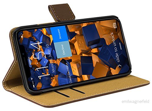 mumbi Väska bookstyle Case kompatibelt med iPhone X/XS fodral mobilväska Wallet, brun 4251077285715