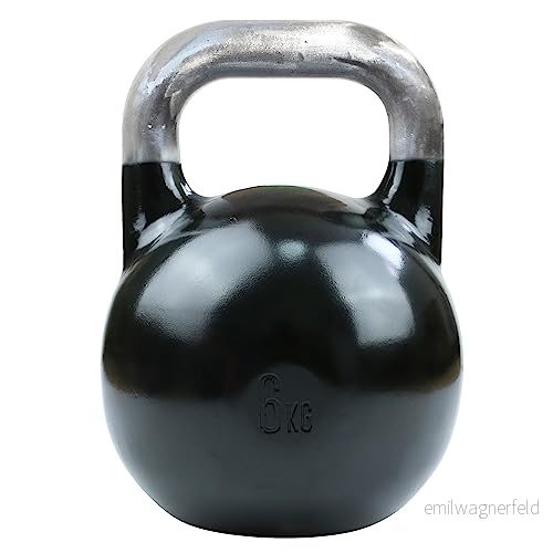 TITAN LIFE PRO kettlebell Steel Competition 6 kg. Svart. Professionell Tävlingssats Stor golvyta. Legerat stål 5701000024915