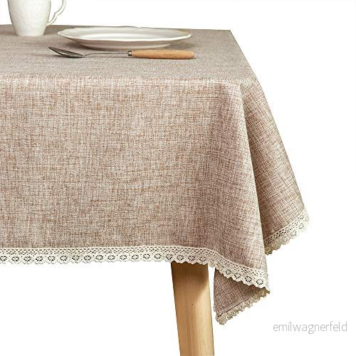 GLORY SEASON Linne rustik säckväv tvättbar bordsduk, solid tung vikt brun 55 x 70 rektangel överlägg spetskant bordsskydd för kök middag dekoration 6972125181992