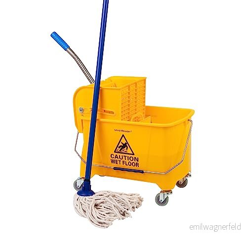 Mind Reader mobil kraftig mopphink med uppåtriktad tryckvridare, 56 cm B x 60 H, gul 887530012341