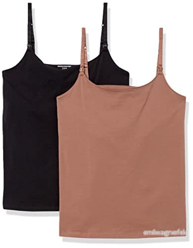 Amazon Essentials kvinnors moderskap amningsvänlig linne, paket med 2, svart/brun, liten 195111693026