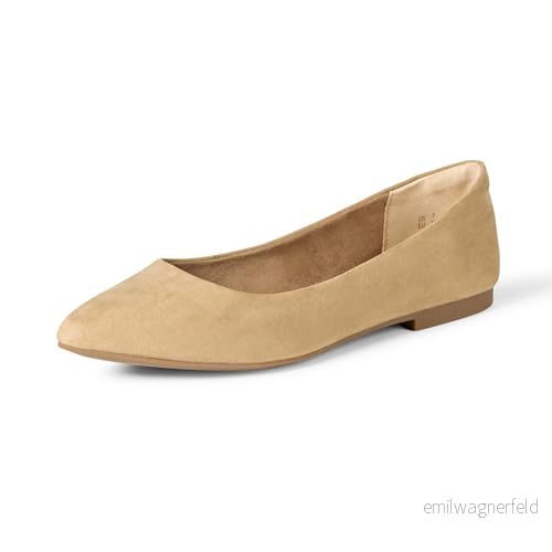 Amazon Essentials dam spetsig tå balett platt, Beige mikromocka, 5 US 840809193325