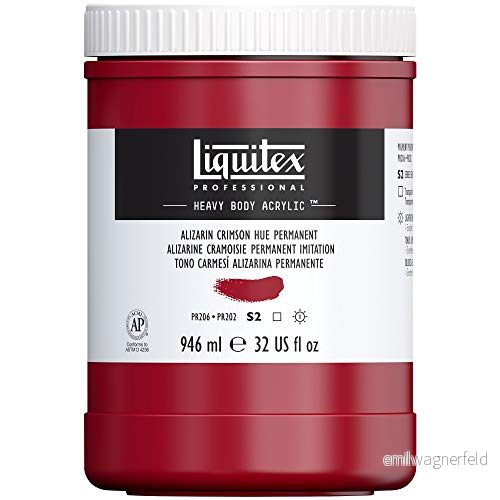 Liquitex 8870253 professionell tung kropp akrylfärg i konstnärskvalitet med utmärkt ljusäkthet krispig konsistens, 946 ml kruka karmesinröd permanent imitation. 887452053514