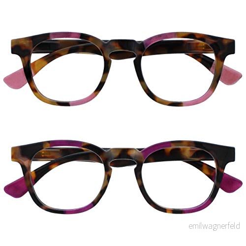 Opulize Ava 2 pack dam brun sköldpaddsskal rosa lila komfort passform läsglasögon vårgångjärn RR62 45 +1,00 Optical Power +1.00 Brown Tort Pink/Brown Purple 5055955360667