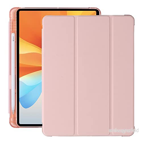 Amazon varumärke fodral för iPad 10,2 tum 9,/8/7. Gen (2021/2020/2019) PU läderfodral skyddsfodral med genomskinlig baksida lock och pennhållare, automatisk sömn/vax, rosa 7657136184246