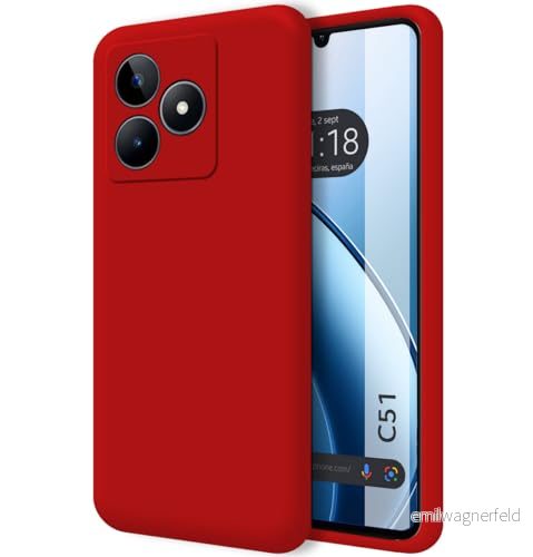 Tumundosmartphone Ultramjukt flytande silikonfodral för Realme C51 röd färg 8447079171354