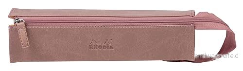 RHODIA 319029C Trousse Plumier Rhodiarama Bois de Rose 23x5x5 cm Ouverture à Plat pour Utilisation en tant que Simili Cuir Rangement Stylos, Crayons, Feutres, Petites Fournitures 3037923190294