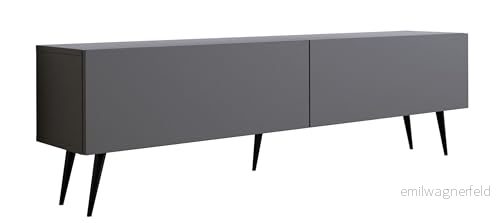 3E 3xE living.com TV bänk : två dörrar, hyllor, färg: Antracit, svarta ben D: L: 170 cm, H: 52 32 cm 5904184684351 3E 3xE living.com TV bänk : två dörrar, hyllor, färg: Antracit, svarta ben D: L: 170 cm, H: 52 32 cm 5904184684351