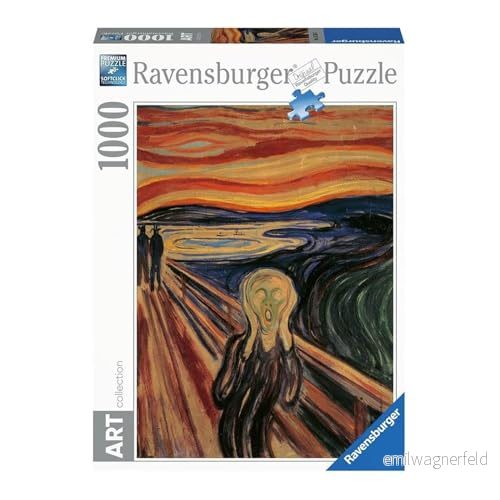 Ravensburger 12000067 Munch: Skriket pussel 1000 bitar vuxna och pojkar från 14 år, pusselkonst, pusselmålning 4005555000679