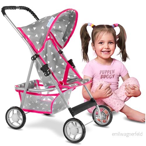 Kinderplay Dockvagn, leksaksvagn barnvagn för dockor babydocka, 56 cm handtag, med mjukt grepp, lätt och stabil konstruktion, barnvagn, KP0280S 5907747600348