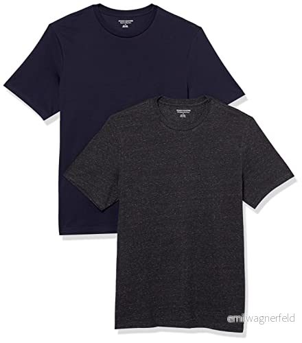 Amazon Essentials Herr Slim Fit kortärmad T shirt med rund hals, paket 2, kolljung/marinblå, Large 196433606732