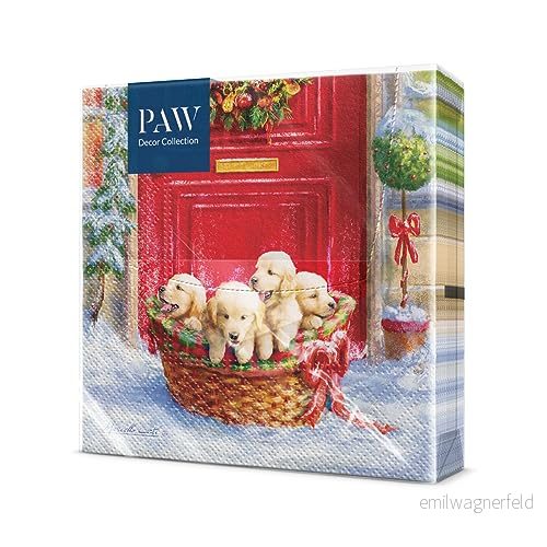 PAW servetter 3 lager (33 x 33 cm) I 20 stycken perfekt för jul, vinter, semester julafton vintertid bordsdekoration vinterpappersservetter julvalpar 5906360347593