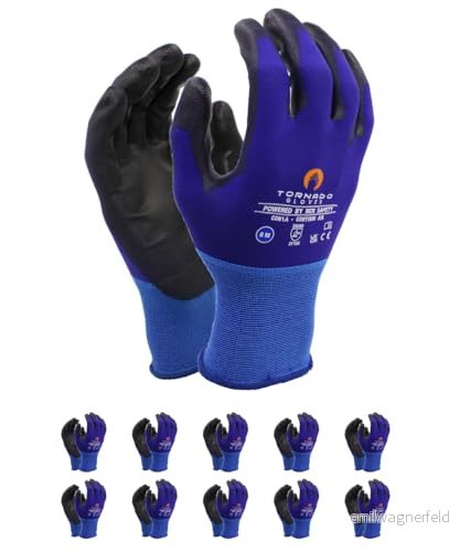 MCR Safety CONTOUR AIR/Premium monteringshandskar/storlek 7, 10 par/blå/högsta kvalitet/monteringshandskar/Made in USA/skärtåliga handskar arbetshandskar 5033354010277