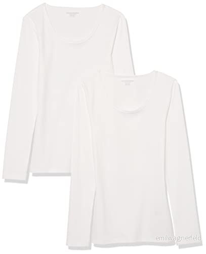 Amazon Essentials kvinnors Slim Fit Rib Scoop Neck tröja (finns i plusstorlek), paket med 2, vit, XX Large 196433891817