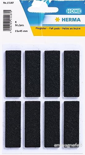 Herma 15187 Filtar Självhäftande Svart Rektangulär, 6 stycken, 15 × 45 mm, möbeltassar 4008705151870