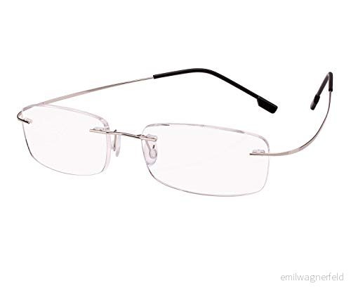 Agstum Minne Titan kantlösa flexibla gångjärnslösa läsglasögon (silver, 2,50) 724873614088