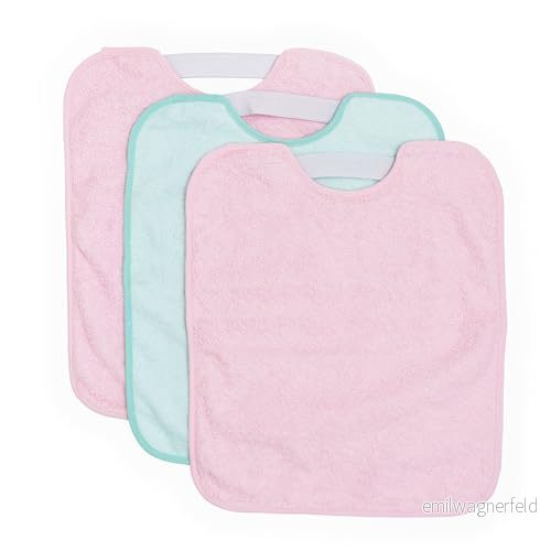 Ti TIN 3 pack vattentät, frotté babylapp, 32 x 36 cm Haklapp för spädbarn och småbarn från 1 år med elastisk stängning (gummiband), lätt att rengöra, bomull, färg: ROSA, turkos, 18 24 8414155126980