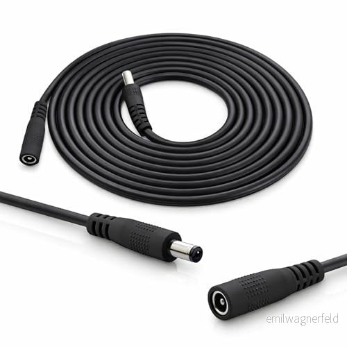 InLine DC förlängningskabel, universal nätdel förlängningskabel för LED remsor, övervakningskameror, skrivare, routrar, switchar och mycket mer, kontakt/uttag 5,5 x 2,5 mm, svart, 1 m 4043718309047