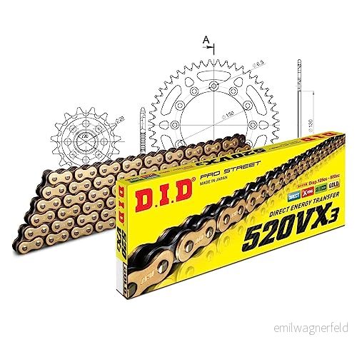 Kedjesats DID aluminium 520 VX3/112 nitlås blått för Yamaha YZ 125 cc tillverkningsår 20052020 4068202134356