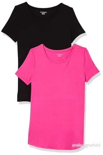 Amazon Essentials dam kortärmad scoopneck tunika, förpackning med 2, svart/mörkrosa, XX Large 196433133160