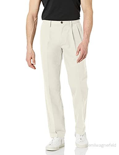 Amazon Essentials herr klassisk passform skrynkelfri veckad chino byxa (finns i stora och långa), sten, 31 B x 30 L 191770053492