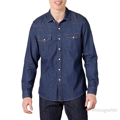 Amazon Essentials Herr Slim-Fit långärmad denimskjorta, blå, X-Small 193548304928