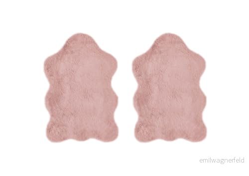 LUXOR levande fuskpäls coste fluffig matta sovrum perfekt för användning som sängmatta set om 2 55 x 80 cm gammalrosa 4002398210104